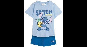 Disney Stitch Zomerset Jongens Meisjes – T-shirt en Korte Broek Shortama – Blauw – Kinder Kleding Set