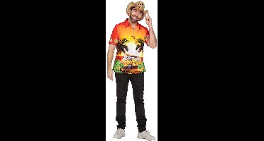 Hawaii Blouse - Hippie Busje Oranje - Heren - Volwassen - Maat S