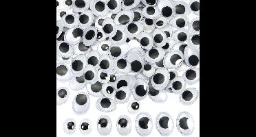 200 stuks Zelfklevende Wiebelogen Ovaal Zwart Wit 4 Grootte Kunststof Knutselen Ogen voor DIY Scrapbooking Ambachten Speelgoed Accessoires - Creatief Knutselmateriaal Feestdecoratie