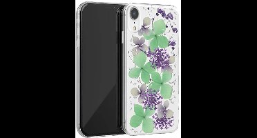 Puro, Hoesje Geschikt voor Apple iPhone XR Glam Hippie Chic Serie met Natuurlijke Bloemen Decoratie, Transparant