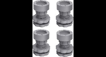 Vier trillingsdempende voetjes Geschikt voor wasmachines, in hoogte verstelbaar, antislip, schokabsorberend, geluidsreducerend, trillingsdempend, rubberen stelvoetjes en stabilisatoren.