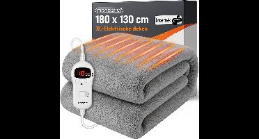 Monzana Warmtedeken - Elektrisch Fleece 180x130cm 120W - Grijs