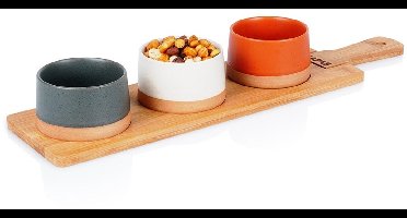 Excellent Houseware - Amuseschaaltjes Set - Keramiek - Bambus Tafelblad - 48 cm