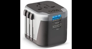 Universele Reisadapter voor Wereldwijde Oplading - EU, UK, ES Stekkers - Snelle Oplader voor Smartphones en Tablets