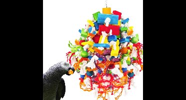 MQUPIN Grote papegaaienspeelgoed, vogelspeelgoed, sterke kauwende quaker papegaaienspeelgoed, 100% natuurlijke veelkleurige houten blokken papegaaienkooi bijtspeelgoed voor grote middelgrote vogels