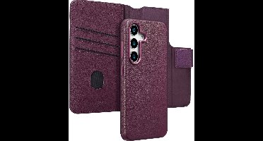 Accezz Hoesje - Geschikt voor Samsung Galaxy S25 - Leather Bookcase 2-in-1 met Magnetische Ring - Heath Purple