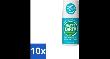 10 x Happy Earth – Deodorant Roll-On – 100% Natuurlijk Cedar Lime – 75 ml - Natuurlijke Deodorant - Cedar Lime - Roll-on Deodorant - Geur Ceder En Limoen - Botanische Extracten