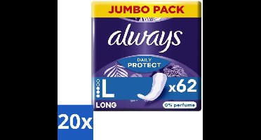 20 x Always – Inlegkruisjes – Protect Long – 62 stuks per verpakking - Koffie - Koffiezetapparaat - Koffiezetapparaat