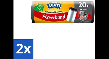 Swirl – Pedaalemmerzakken – 20 L – Fixeerband – 15 zakken - Voordeelverpakking - 2 stuks