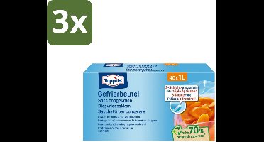Toppits – Diepvrieszakjes – 1 Liter – 40 Zakjes - Bulkverpakking - 3 stuks