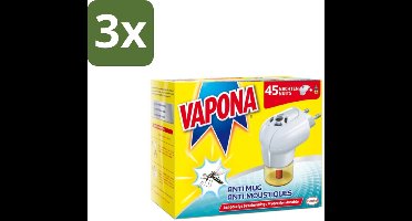 3 x Vapona – Anti-Muggenstekker – 45 nachten - Koffie - Koffiezetapparaat - Koffiezetapparaat Met Automatische Functie