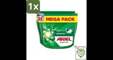 1 x Ariel - 3in1 Wasmiddel Pods - Original - 88 Pods - Ariel Wasmiddel - Waspoeder - Wascapsules - 3in1 Wasmiddel - Vlekkenverwijderaar