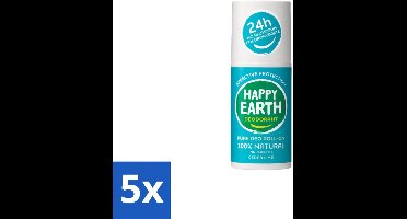 5 x Happy Earth – Deodorant Roll-On – 100% Natuurlijk Cedar Lime – 75 ml - Natuurlijke Deodorant - Cedar Lime - Roll-on Deodorant - Geur Ceder En Limoen - Botanische Extracten