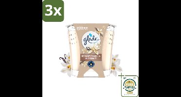 3 x Glade - Geurkaars Romantic Vanillebloesem - 100% Raapzaadwas & Vegan - 112 g - Grootverpakking - Geurkaars - Vegan - Raapzaadwas - Vanille - Amber
