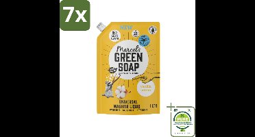 7 x Marcel's Green Soap - Vloeibaar Wasmiddel - Navulling - Vanille & Katoen - Effectief & natuurlijk - 23 Wasbeurten - 1 liter - Grootverpakking - Wasmiddel - Wasmiddel Navul - Milieuvriendelijk - Biologisch Wasmiddel - Palmolievrij