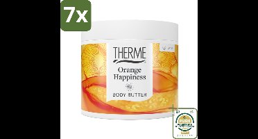 7 x Therme - Orange Happiness - Bodybutter - Hydraterend - Verzorgend - 225gr - Grootverpakking - Bodybutter - Hydratatie - Huidverzorging - Sinaasappel - Aromatisch Hout