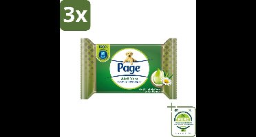 3 x Page – Vochtig Toiletpapier – Aloe Vera – 38 doekjes - Grootverpakking - Vochtig Toilet Papier - Toilet Papier Navulling - Aloë Vera Toilet Papier - Biologisch Afbreekbaar Toilet Papier - Kamille Geurende Toilet Papier