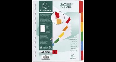 Documentenverdeler met 6 neutrale tabbladen A4 Maxi - 160 g/m2 verstevigd gelamineerd papier - FSC® - Voor mappen en archief