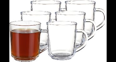 Excellent Houseware Theeglazen - 12x - 220 ml - H9 cm - gehard glas - koffieglas