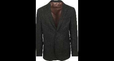 Suitable Colbert Herringbone Merinowol Donkergroen - Maat 56 - Heren blazer