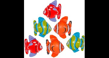 Folat Opblaasbare tropische vissen - 6x st - 14 x 22 cm - opblaas dieren - decoratie - versiering