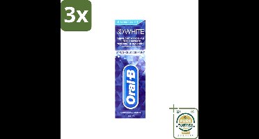 3 x Oral-B - 3D White - Tandpasta - Sprankelende Munt - 75 ml - Grootverpakking - Tandpasta Whitening - Stralend Wit Gebit - Frisse Adem - Fluoride - Tandbederf Bescherming