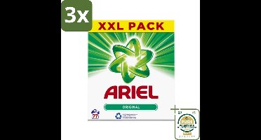 3 x Ariel Original XXL - Waspoeder - Witte en Lichtgekleurde Was - 77 Wasbeurten - Grootverpakking - Waspoeder - Wasmiddel - Vlekverwijdering - Frisse Geur - Witte Was