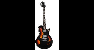 Fame Custom LP RW Worn Licorice over Sunburst - Single-cut elektrische gitaar