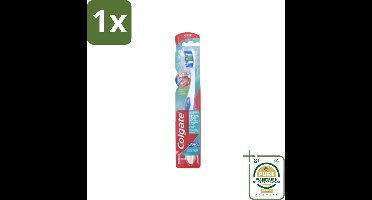 1 x Colgate - Tandenborstel - 360 Whole Mouth Clean Medium - Wit/Blauw - 1 Tandenborstel- Tandenborstel 360 Graden - Mondhygiëne - Tandenborstel Met Tongreiniger - Bacteriën Verwijderen - Tandplak Verwijderen