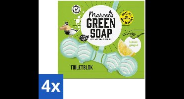 Marcel's Green Soap - Toiletblok - Citroen & Gember - Langdurige werking - 1 Toiletblok - Voordeelverpakking - 4 stuks