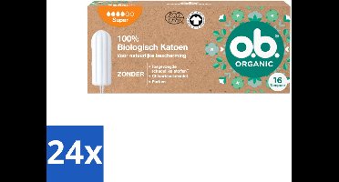 24 x o.b. - Tampons - Organic Cotton Super - 100% Biologisch Katoen - 16 tampons - Biologische Tampons - Menstruatielampons - Biologisch Katoen Tampons - Tampons Voor Zware Dagen - Duurzame Maandverband
