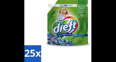 25 x Dreft - Vloeibaar Wasmiddel - Ochtendfris Navul - Fris en zuinig - 28 Wasbeurten - Ochtendfris - Vloeibaar Wasmiddel - Navulverpakking - Fris En Zuinig - Duurzame Wasmiddelen