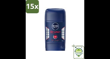 15 x NIVEA MEN - Deodorant Stick - Dry Impact - 50 ml - Grootverpakking - Anti-transpirant - Droge Huid - Zweetbestendig - Geurbestendig - Deodorant Stick