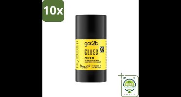 10 x Got2B - Wax Stick - Glued - 50 g - Grootverpakking - Haartype - Strak Haar - Fixatie - Waxstick - Superglad