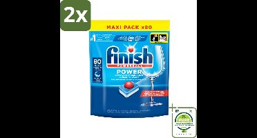 Finish - Vaatwasmiddel - Power All in One Regular - Effectieve Alles-in-1 Reiniging - 80 capsules - Voordeelverpakking - 2 stuks - Vaatwastabletten - Vaatwasser