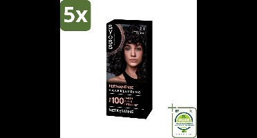5 x SYOSS - Coloration 2-1 Zwartbruin - Haarverf - Grijsdekking - Vermindert Haarbreuk - Grootverpakking - Permanente Haarkleuring - Haarkleur - Grijsdekking - Keratine - Haarkleuring Thuis