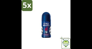 5 x NIVEA MEN - Deodorant Roller - Dry Impact - 50 ml - Grootverpakking - Anti-transpirant - Droge Huid - Geur - Zweet - Deodorant