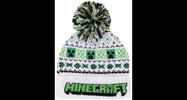 Minecraft Ski Pom Unisex Beanie - zwart/groen/wit - Standard
