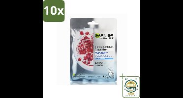 10 x Garnier - SkinActive - Hydra Bomb Sheet Mask - Granaatappel - Gezichtsmasker - 1 Gezichtsreinigingsmiddel - Grootverpakking - Gezichtsmasker - Hydraat - Huidverzorging - Hyaluronzuur - Granaatappel
