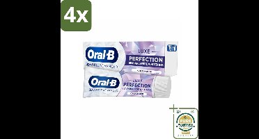 Oral B - Tandpasta - 3D White Advanced - Luxe Perfection - 75ml - Voordeelverpakking - 4 stuks - Tanden reinigen - Vlekken verwijderen