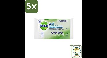5 x Dettol - Reinigingsdoekjes - 2-in-1 Reiniging & Desinfectie - On the Go - 12 Doekjes - Grootverpakking - Reinigingsdoekjes - Hygiëne - Desinfectie - Bacteriënbestrijding - Huidbescherming