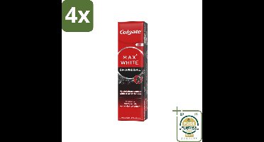 Colgate - Tandpasta - Max White - Charcoal - 75 ml - Voordeelverpakking - 4 stuks - Actieve houtskool - Mineraal