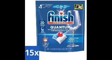 Finish - Vaatwasmiddel - Quantum Vaatwastabletten Regular - Diepe Reiniging - 20 capsules - Bulkverpakking - 15 stuks