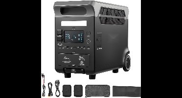 Draagbare powerstation - Zonnegenerator - Vermogen 3600 W - LiFePO4 3840 Wh - Uitgangen 10 Poorten - Instelbaar laadvermogen - Zonnepaneel niet inbegrepen