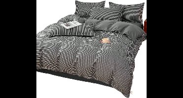 4-Delige Beddengoedset — Klassiek Grijs Gestreept - 220x240cm