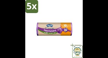 5 x Swirl – Pedaalemmerzakken – Trekband Geparfumeerd Vanille & Lavendel – 10 L – 14 zakken - Grootverpakking - Koffiezetapparaat