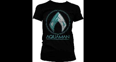 DC Comics Aquaman Dames Tshirt -S- Distressed Shield Zwart