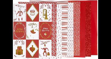 Design papierblok, afm 21x30 cm, 120+128 gr, rood, wit, 24 vel/ 1 doos