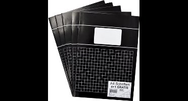 SOHO Schriften - A4 formaat - 70 grams papier - Met kantlijn - Zwart - Ruit 10mm - 80 bladzijden - 5 stuks