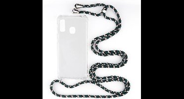 Shop4 - Geschikt voor Samsung Galaxy A20e Hoesje - Zachte Back Case met Koord Camouflage Groen